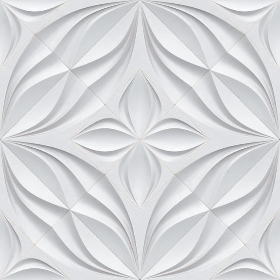 PETGLE 17.5"x354" White Peel and Stick Wallpaper Non Textured Faux 3D Geometric Wallpaper for Bathroom Living Room Accent Wall Panels Ceiling Tiles Self Adhesive Vinyl White Contact Paper Waterproof