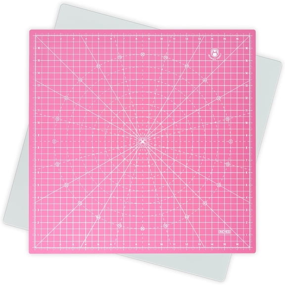 PETGLE 17"x17" Rotating Cutting Mat, Self Healing Mat with 360-Degree Rotation & Anti-Slip Base, Sewing Board Cutting Mat Perfect for Fabric Quilting Leather Hobby Project, Pink