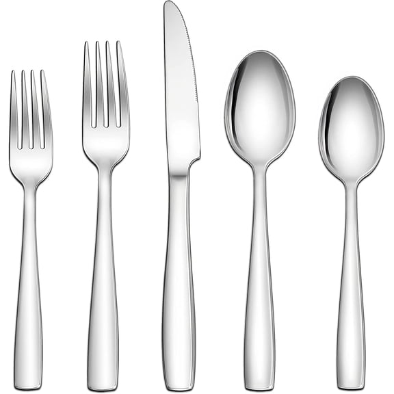 PETGLE 18/10 Stainless Steel Silverware Set, 60-Piece Fancy Flatware Cutlery Set for 12, Modern Eating Utensils Tableware for Home Restaurant Wedding, Mirror Polished, Dishwasher Safe