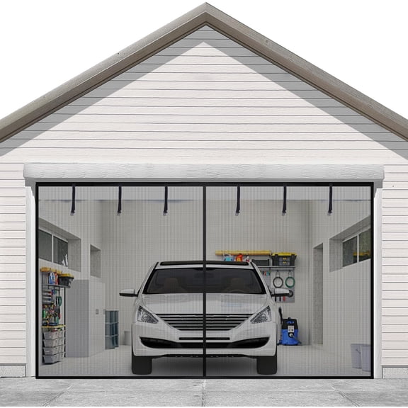 PETGLE 18x7 FT Extra Wide Garage Door Screen for 2 Car Roll Up Design Heavy Duty Polyester for Warehouse and Garage