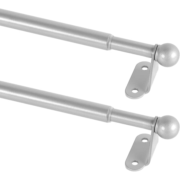 PETGLE 2 Pack Adjustable Curtain Rod for Windows 30-54 Inch, 1/2" Diameter, Small Cafe Decorative Window Curtain Rod with Brackets (Nickel)