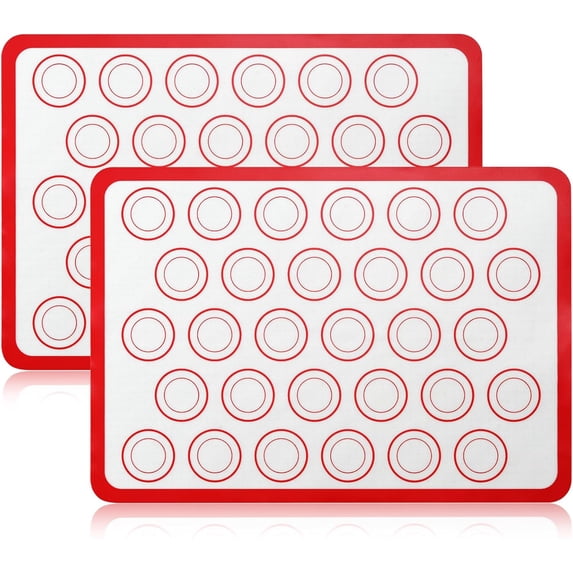 PETGLE 2 Pack Silicone Macaron Baking Mat, Half Sheet Liners, Red/White ...