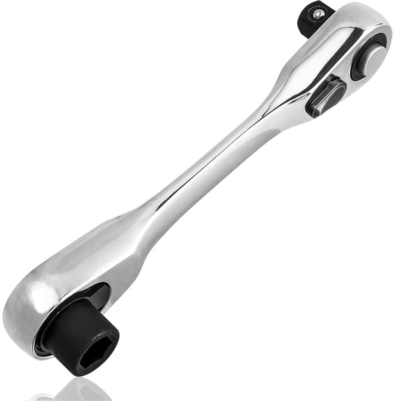PETGLE 2 in 1 72-Tooth Mini Right Angle Ratchet Wrench, 1/4" Drive Offset Socket Driver for Tight Spaces