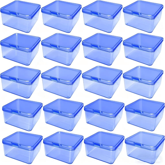 PETGLE 20-Pack Blue Plastic Storage Boxes, 2.6x2.6x1.4in Small Square ...