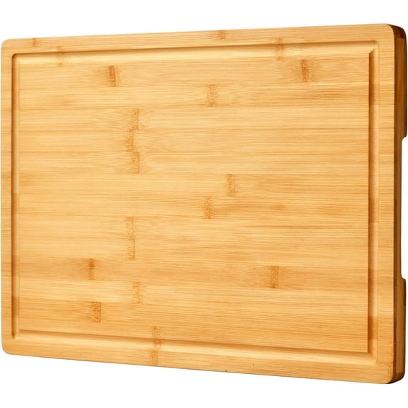 PETGLE 20x14" Extra Large Bamboo Cutting Boards for Kitchen, XL Wood Charcuterie Boards Cheese Serving Tray with Side Handles and Juice Grooves, Solid Durable Reversible