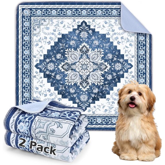 PETGLE 2PACK Washable Pee Pads for Dogs, Reusable Dog Pads Upgrade Non-Slip Dog Pee Pads Heavy Absorbency Puppy Pee Pads Quick Dry Whelping Pads/Waterproof Puppy Training Pad