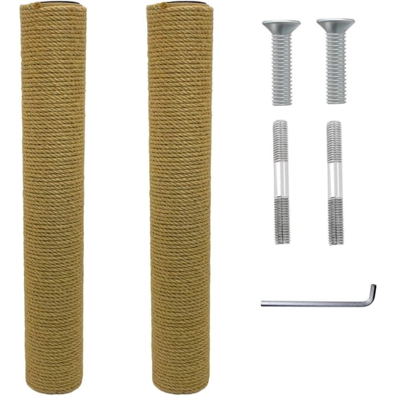 PETGLE 2PCS Cat Scratching Post Replacement 15" Natural Jute Spare Extension Scratch Post for Cats Tree DIY Craft Refill Pole Parts Hemp Rope Scratcher Climbing Perch
