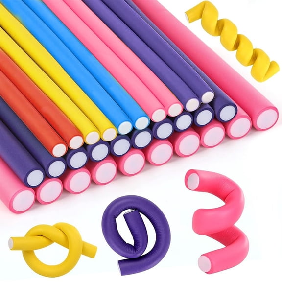 PETGLE 30Pcs Flexi Rods for Long Hair, 9.45" Extra Long No Heat Hair Rollers, 3 Sizes Large Flexible Curling Rods for Overnight Curls, Soft Foam Hair Rods for Women Styling
