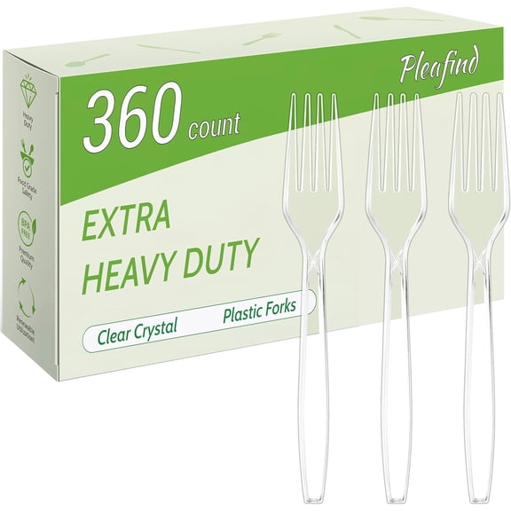 PETGLE 360 Count Disposable Plastic Forks - 7 Inch Heavy Duty, Food Grade Forks Disposable, BPA-Free Plastic Silverware for Parties, Picnics Catering and Everyday Use