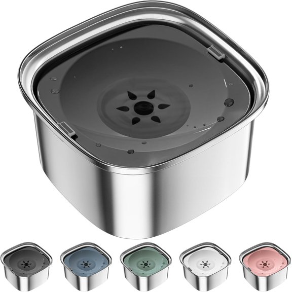 PETGLE 3L Dog Water Bowl 101oz Stainless Steel No Spill Large Capacity Dog Food Water Bowl Slow Water Feeder, Spill Proof Pet Water Dispenser Vehicle Carried Travel Water Bowl