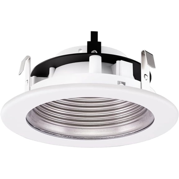 PETGLE 4" Low Voltage Adjustable Step Baffle Trim MR16 LED Compatible Recessed Lighting Trim, Phenolic Baffle, Nickel with White Trim