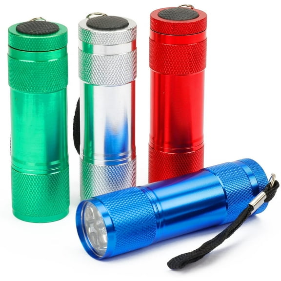 PETGLE 4 Pack Aluminum LED Flashlight Set, Small Portable Handheld Flashlights with AAA Dry Batteries Pre-Installed Ready-to-Use for Inspection Camping Household Emergency