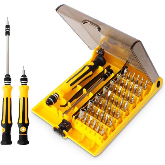 PETGLE 45 in 1 Mini Precision Screwdriver Repair Kit with Torx Bits, Tweezers & Extension Shaft, Portable Multi-Bit Hand Tool Set for Electronics Disassembly & Daily Maintenance Work