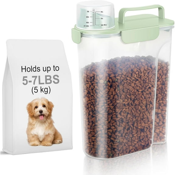 PETGLE 5-7Lbs Dog Cat Food Storage Container with Upgraded Large Nozzle BPA-free, 4 Snap Seals Plastic Pet Food Storage Containers with Handles are Easy to Clean and Carry