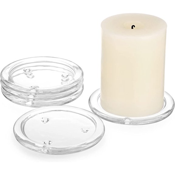 PETGLE 5 Pack 3 Inch Clear Round Glass Candle Plates, Mini Pillar Candle Base Trays, Transparent Coasters for Dining Table, Wedding & Home Centerpiece Decor