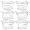 thumbnail image 1 of PETGLE 6 Pack 1/6 Size Plastic Clear Food Pans with Lids for Kitchen Restaurant Food Prep, 4 Inches Deep, 1 of 7