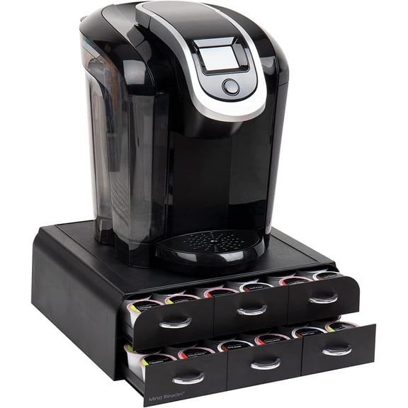 PETGLE 72 Pod Coffee Drawer Organizer, 2 Tier Storage for Single Serve Pods, Coffee Machine Base, Countertop Pod Holder, Black