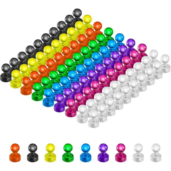 PETGLE 90 PCS Colorful Strong Magnetic Push Pin Magnets, Office / Classroom Magnets,8 Assorted Color, Perfect to use as Kitchen Home and School, Map Magnets,Whiteboard Magnets