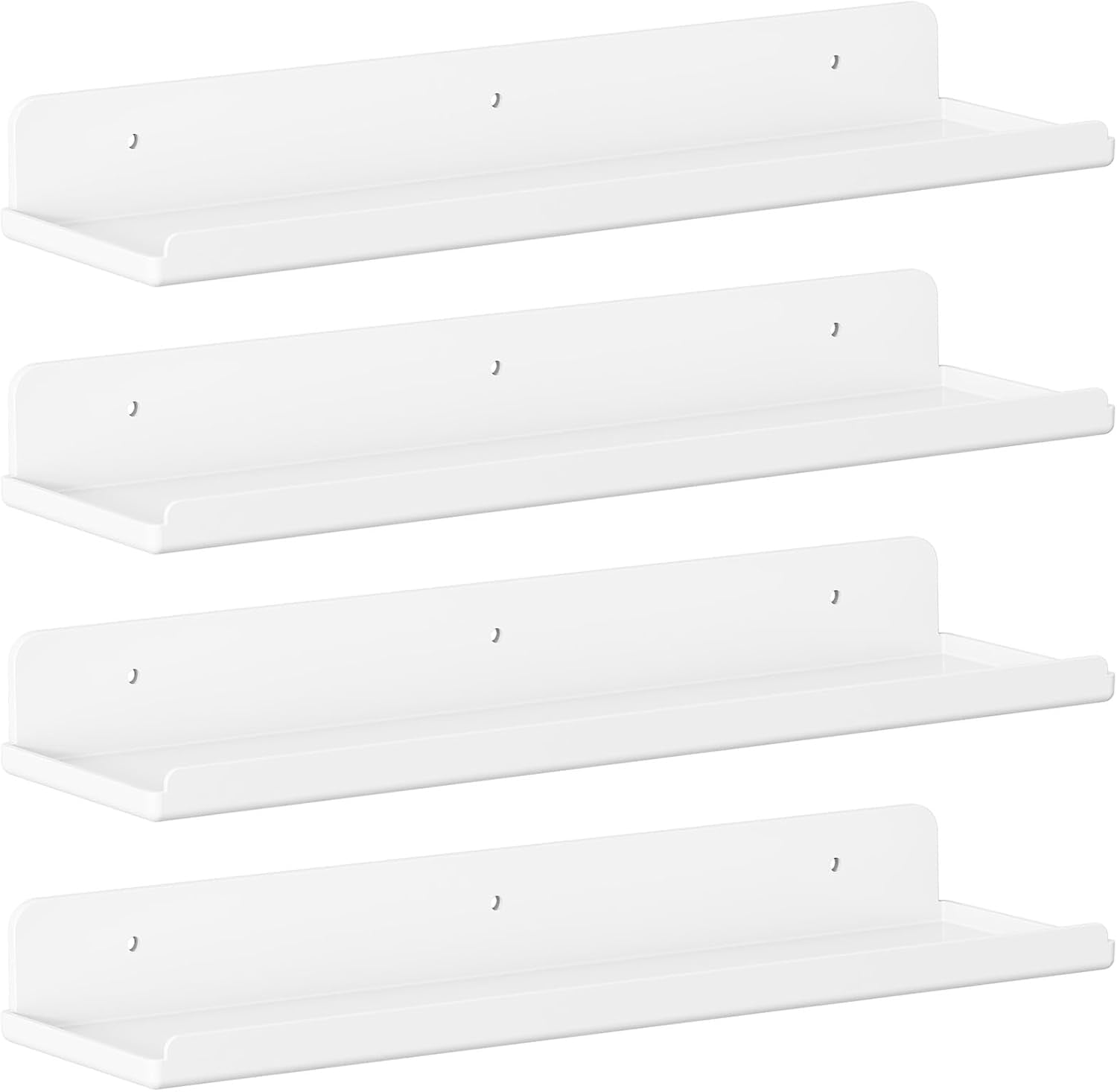 PETGLE Acrylic Floating Shelves for Bathroom 14" White, 4 Pack