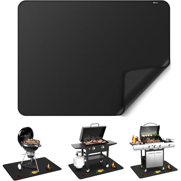 PETGLE Under BBQ Mat, 36x48 inches Large Under Grill Mats for Outdoor Grill, Double-Sided Fireproof Protective Mat, Oilproof Waterproof BBQ Fire Pit Fireplace Mat