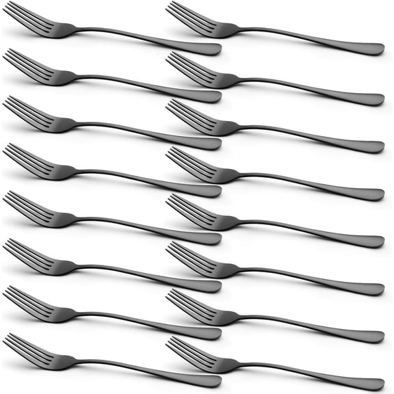 PETGLE Black Silverware, Set of 16 Dinner Forks, 8 Inches Premium Food Grade Stainless Steel Forks for Home Kitchen Party Restaurant, Mirror Polished Dishwasher Safe