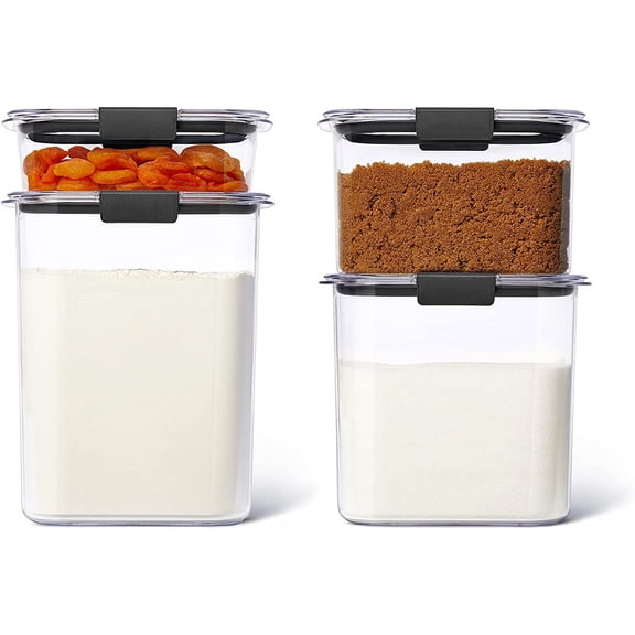 PETGLE Brilliance Pantry Food Storage Containers, Set of 4 (8 Pieces), BPA-Free, Clear, Airtight