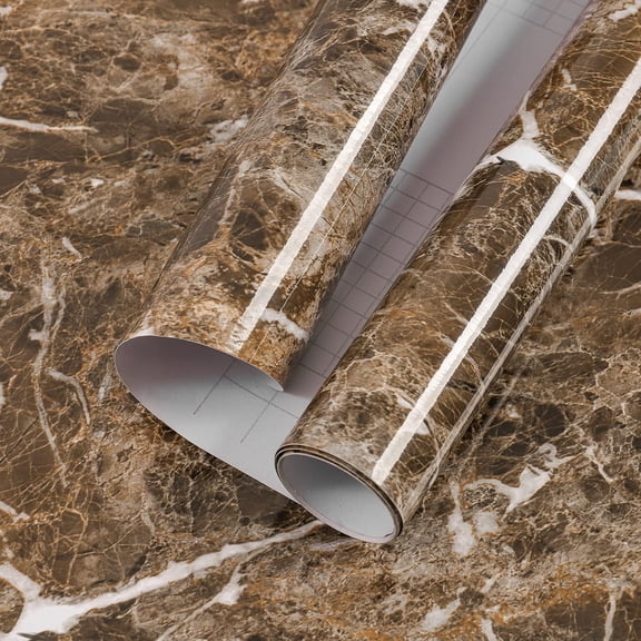 PETGLE Brown Marble Contact Paper 17.7in × 196in Countertop Contact Paper Waterproof Self Adhesive Marble Wallpaper Peel and Stick Countertops Stick Papers for Kitchen Counter Top Covers