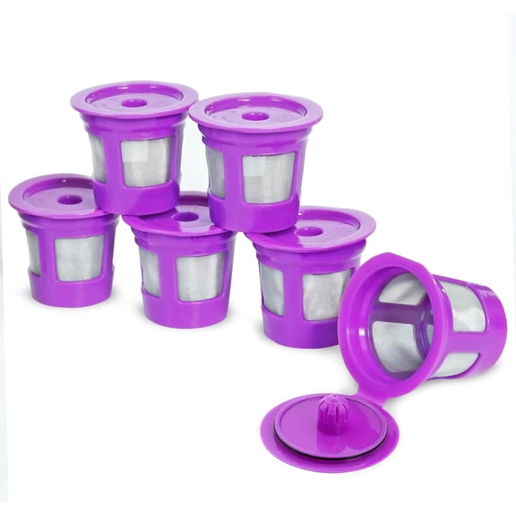 PETGLE Cafe Save 1-Stream Reusable K Cup Pod Coffee Filters - Refillable Coffee Pod Capsules with Built-In, Integrated Mesh Strainer for use with Keurig & Select Single Cup Coffee Makers, 6-Pack