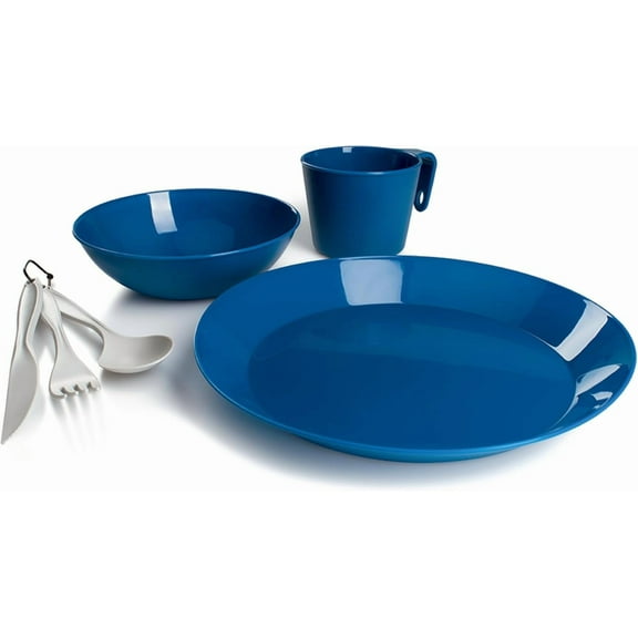 PETGLE Cascadian Table Set I 6-Piece Camping, Backpacking Mess Kit, Plastic BPA Free, Plate, Bowl, Mug, Cup & Cutlery Set