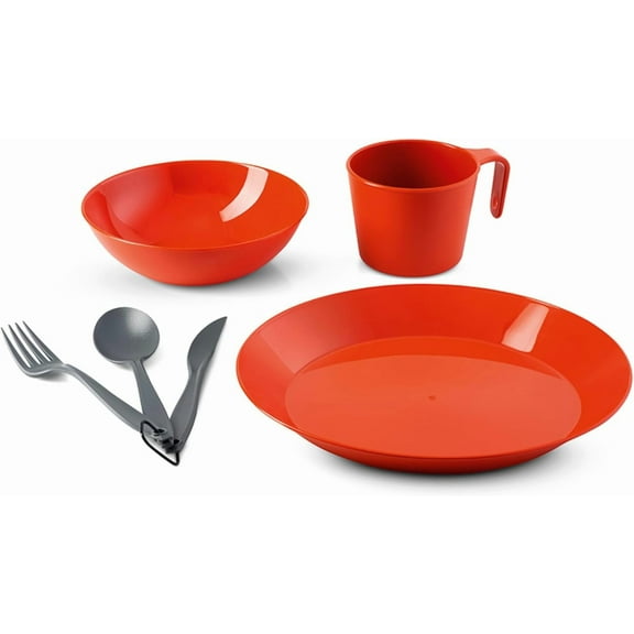 PETGLE Cascadian Table Set I 6-Piece Camping, Backpacking Mess Kit, Plastic BPA Free, Plate, Bowl, Mug, Cup & Cutlery Set