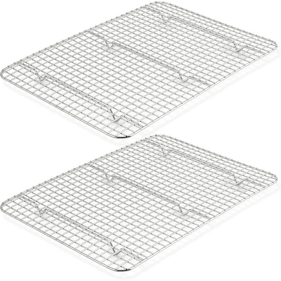 PETGLE Cooling Rack Set of 2, Stainless Steel 16.5’’ x 11.5’’ Baking Rack for Oven Cooking Roasting Grilling, Wire Rack for Cooling Cookies, Fits Half Sheet Pan, Healthy & Heavy Duty, Dishwasher Safe