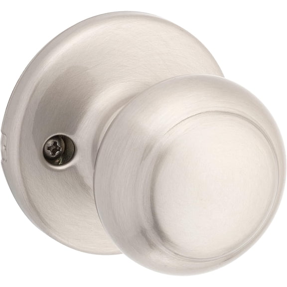 PETGLE Cove Dummy Door Knob, Single Sided Handle for Closets, French Double Doors, and Pantry, Satin Nickel Non-Turning Interior Push/Pull Door Knob, with Microban Protection