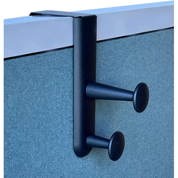 PETGLE Cubi-pro CWH03 Over-The-Panel Cubicle Garment Hanger with Double Posts, Fits 2.5"3" Fabric Partition Panels, Black Heavy Duty Coat & Bag Storage Hanger for Office Cubicles