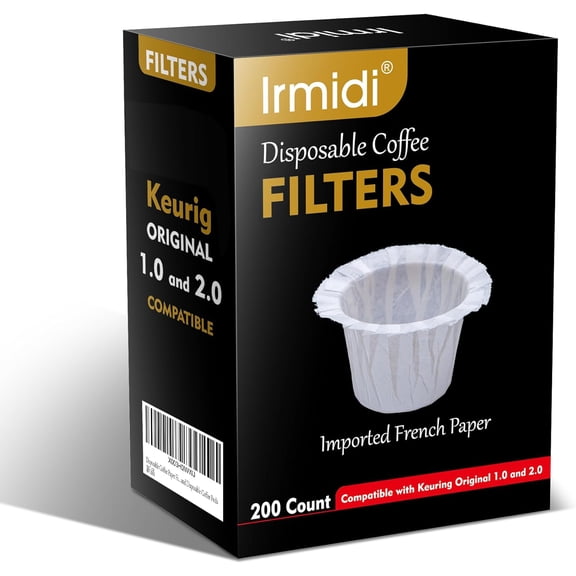 PETGLE Disposable Paper Coffee Filters 200 Count, Compatible with Brewers Single Serve 1.0 and 2.0 Fits All Reusable K Cup