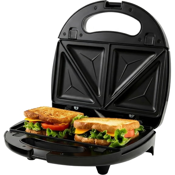 PETGLE Electric Sandwich, Panini and Waffle Maker Set with 3 Removable Non-Stick Plates, 750 Watts, Perfect for Grilled Cheese, Tuna Melts, Burgers, Steaks and Snacks, Black GPI202B