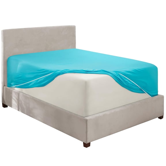 PETGLE Extra Deep Pocket Twin Fitted Sheet - Fits 18 to 24 Inch Mattress – Ultra Soft 1800 Microfiber, Wrinkle-Free & Breathable – Hotel Luxury Fitted Sheet Only, Beach Blue
