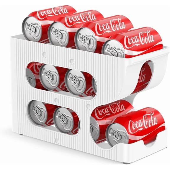 PETGLE FIFO Soda Can Organizer for Pantry/Fridge, Automatic Rolling Pop Can Dispenser/Storage/Holder/Container for Refrigerator or 12" Deep Shelf, Space-Saving Drink Organizer for 12 Standard Cans