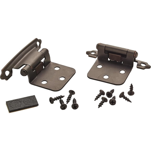 PETGLE | Face Frame Cabinet Hinge | Variable Overlay | Oil Rubbed Bronze | 2 Pack | Self-Closing | Face Mount | Cabinet Door