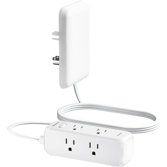 PETGLE Flat Extension Cord with Outlet Cover, Flat Plug Power Strip with 6 Outlets, 3 FT Cord Hidden Outlet Extender for Tight Spaces