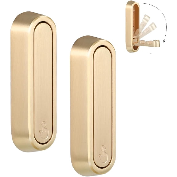 PETGLE Folding Coat Hooks, 2 Pcs Foldable Gold Wall Hooks Heavy Duty Foldable Hook Bathroom Towel Hooks Robe Hooks Wall Mounted for Hanging Coat Towels Clothes Hat Bags Keys