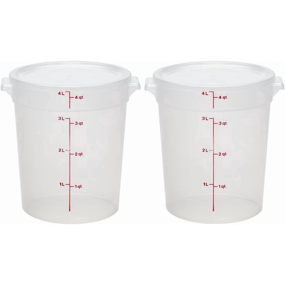 PETGLE Food Storage Containers with Lids (BPA-Free) - 4 Quart - Food Grade Buckets with Lids (2 Pack) - For Dough Proofing and Brining (Translucent)