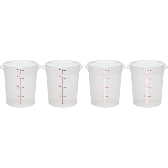 PETGLE Food Storage Containers with Lids (BPA-Free) - 4 Quart - Food Grade Buckets with Lids (4 Pack) - For Dough Proofing and Brining (Translucent)