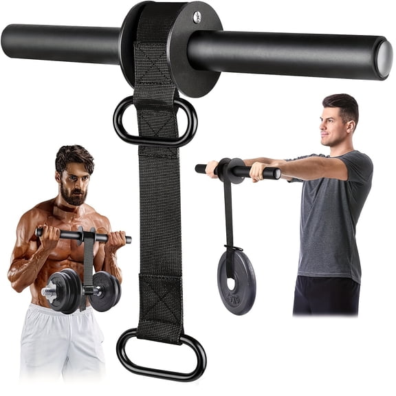 PETGLE Forearm & Wrist Strengthener Trainer, Adjustable Nylon Webbing, Quick-Locking, Anti-Slip Handle, Iron Roller, for Home Gym & Outdoor Arm Workout, Black
