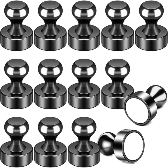 PETGLE Fridge Magnets, Small and Strong Refrigerator Magnet, Cool Black White Board Magnets, Cute Magnet Push Pins for Office, Kitchen Accessories, Classroom, Bulletin Boards, Photos, Pack of 14