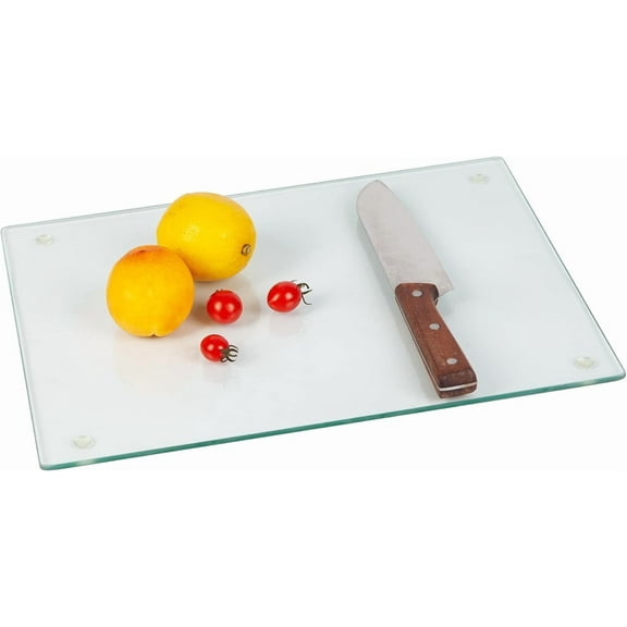 PETGLE Glass Cutting Board for Kitchen Counter, Tempered Glass Chopping Boards Dishwasher Safe, Small Clear Countertop Tray, Scratch Resistant, Heat Resistant, Non Toxic, Clear, 16"x12"