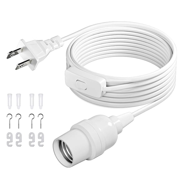 PETGLE Hanging Lantern Extension Cord Cable, E26 Pendant Light Socket ...