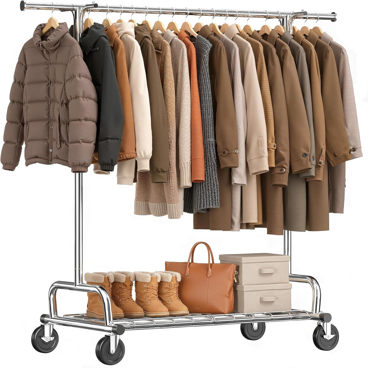 PETGLE Heavy Duty Clothes Rack Load 485LBS, 74''W Clothing Rack with ...