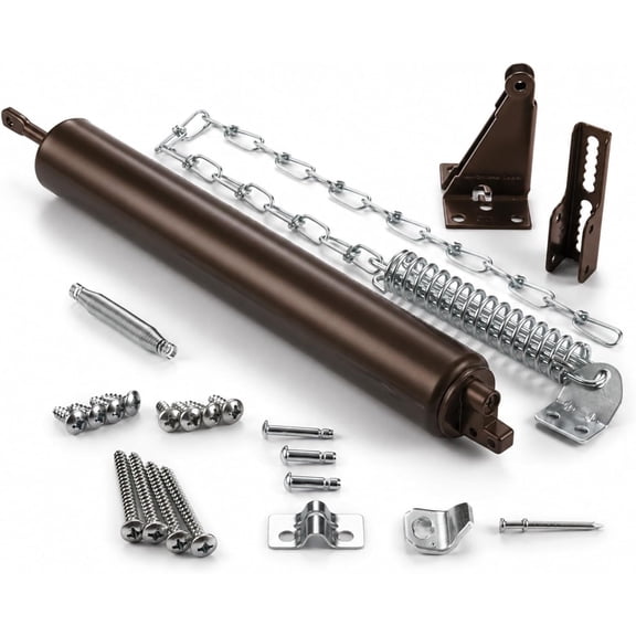 PETGLE Heavy Duty Storm Door Closer with Wind Chain, Model 8730, Screen and Storm Door Closer Replacement, Adjustable Speed, for Doors 1 1/4" to 2" Thick, Brown