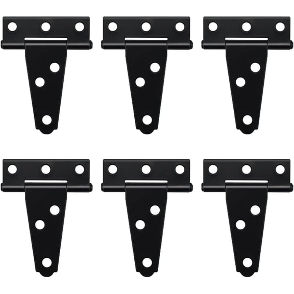 PETGLE Heavy Duty T Hinge, 6 pcs, 2 Inch, Black, Powder Coated Metal Alloy