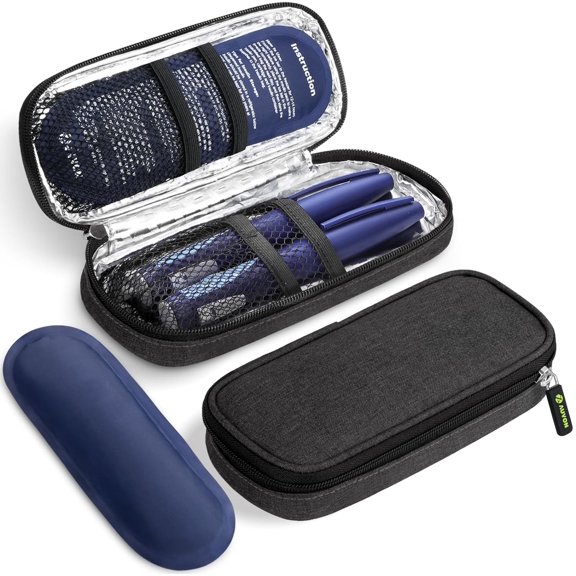 PETGLE Insulin Cooler Travel Case with 2 x 90g TSA Approved Ice Packs, Diabetic Medication Insulated Cooling Bag for Insulin Pens and Diabetic Supplies Storage, Compact for Daily Life and Trips